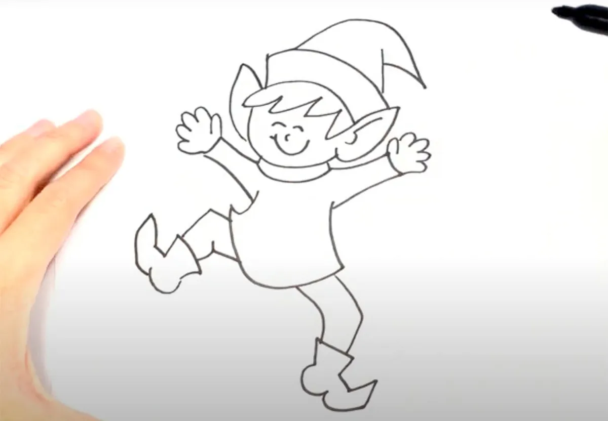 How to draw a Christmas elf