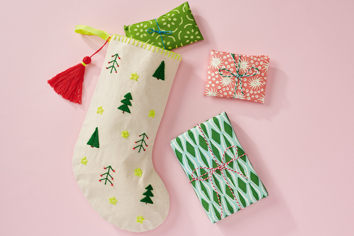christmas tree embroidery – stocking