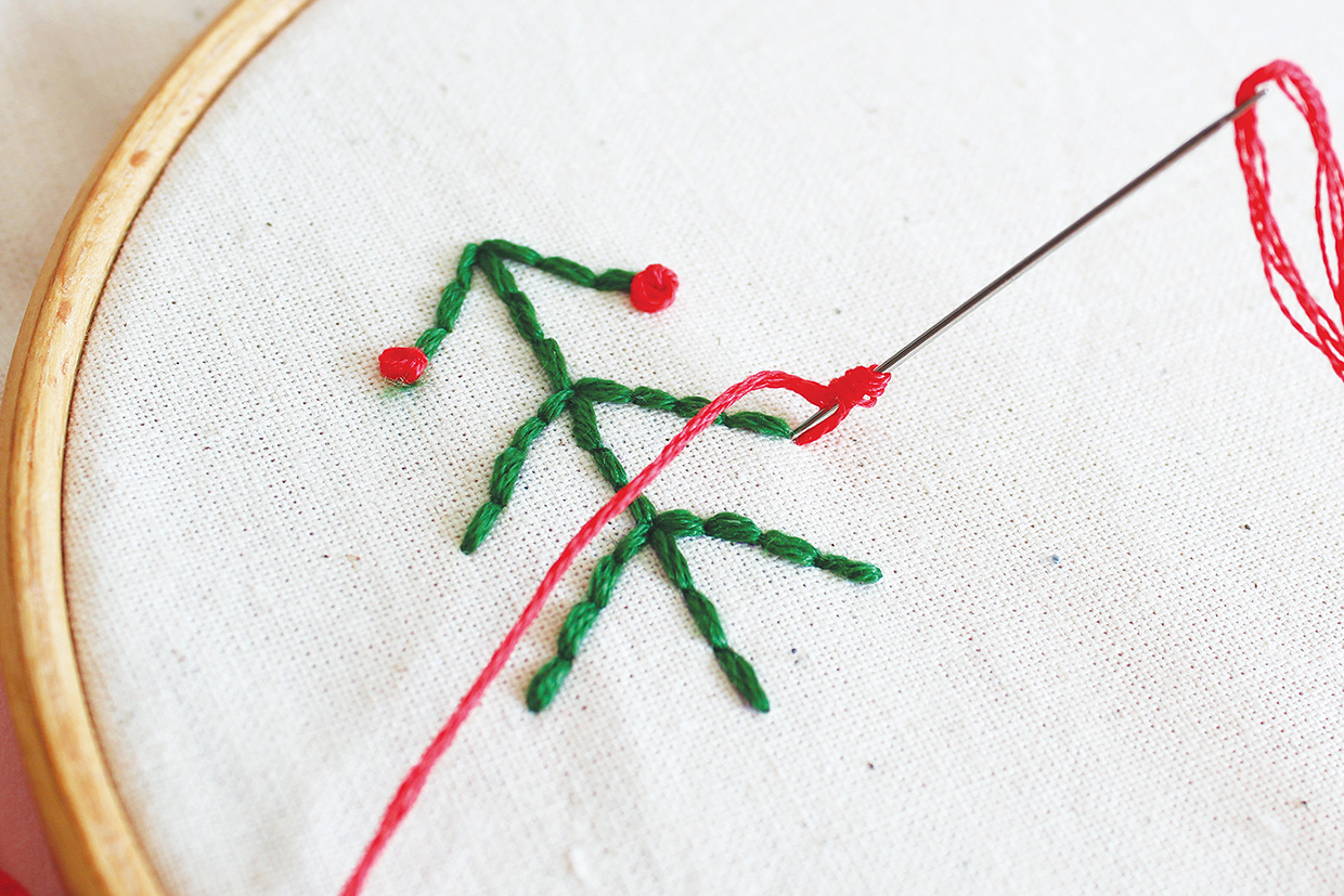 christmas tree embroidery step 1