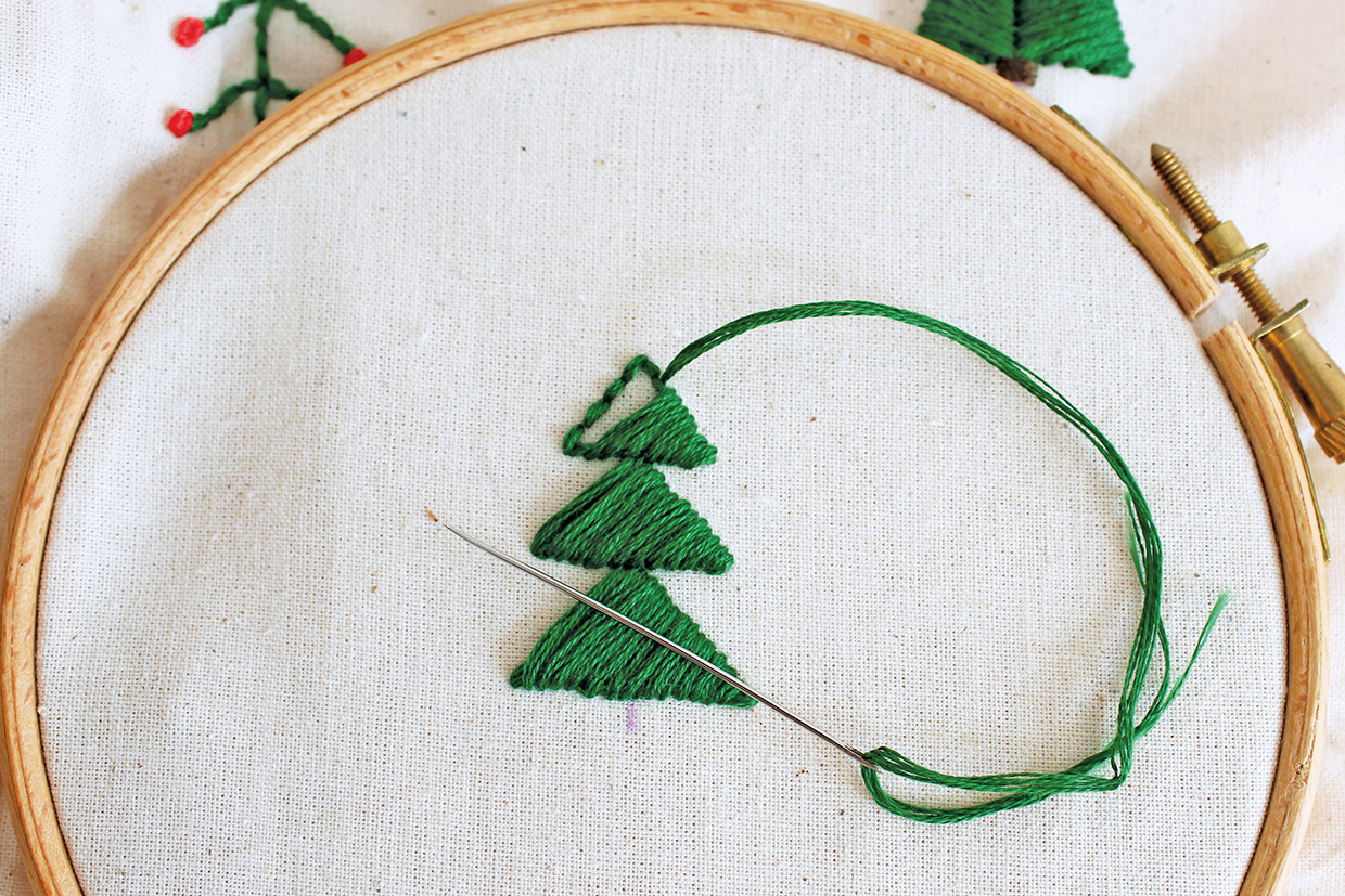 christmas tree embroidery step 3