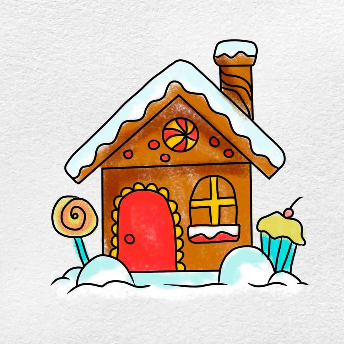 How to draw a gingerbread house