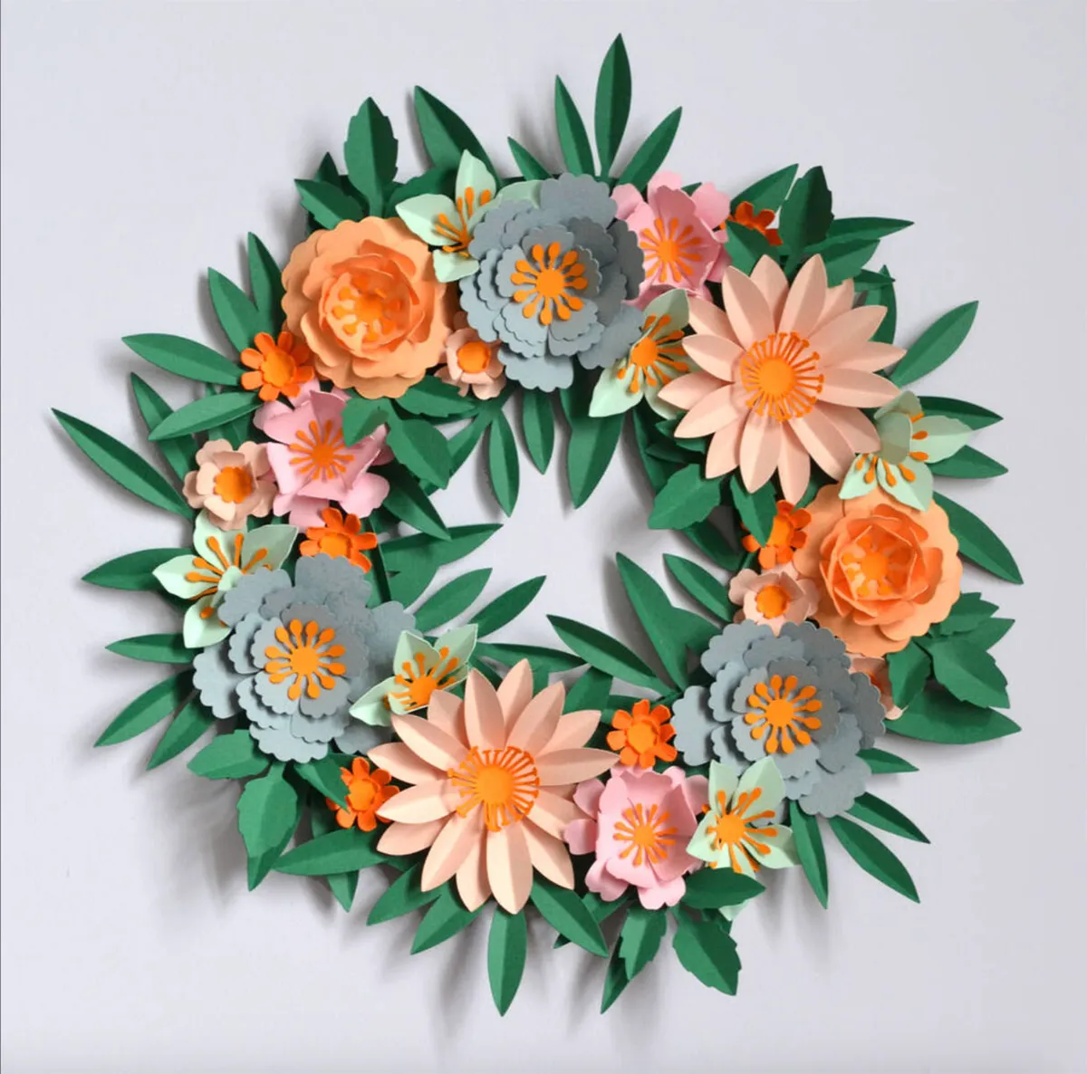 Paper flower wreath