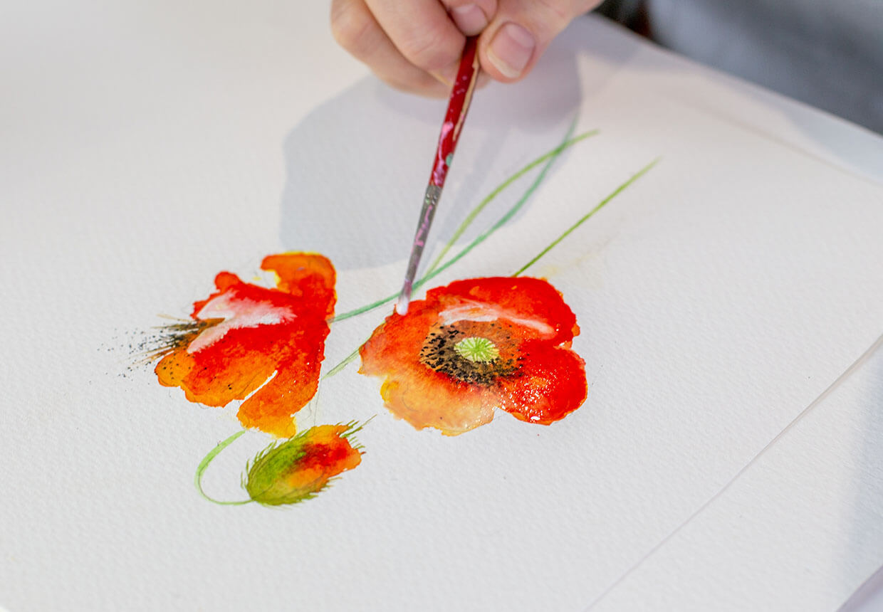 Step 13 – add fine details to the flower painting
