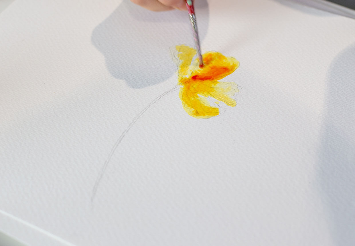 Step 5 – paint over the top in orange ink
