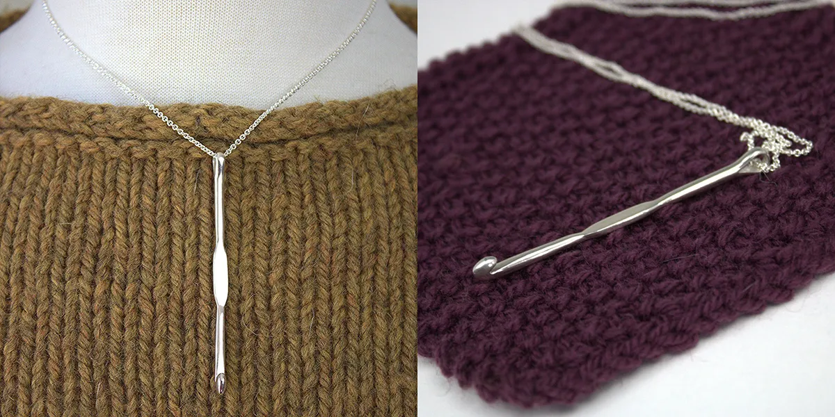 Silver crochet hook necklace
