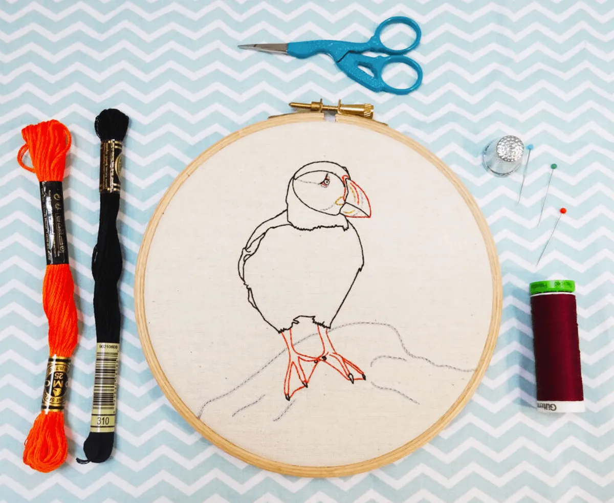 small embroidery - puffin