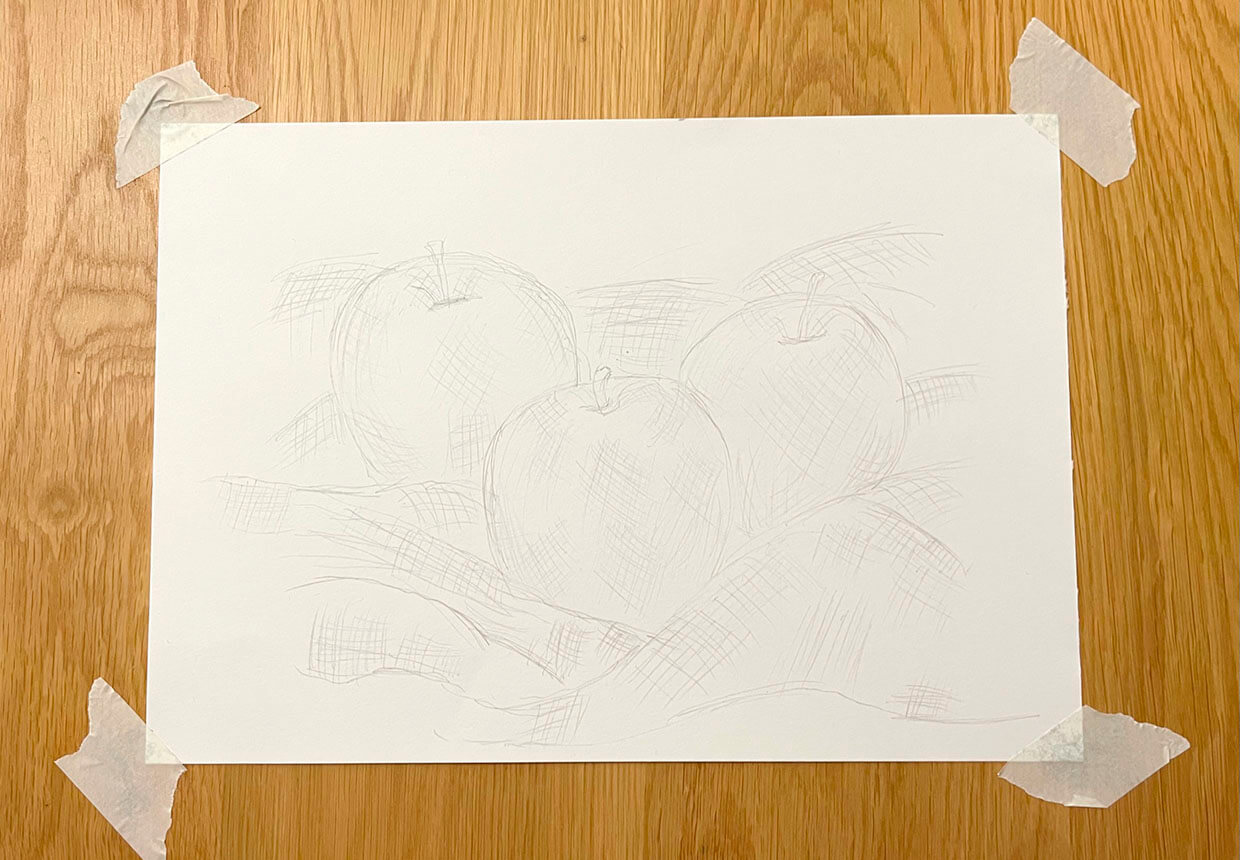 Step two – cross hatching the lightest layer