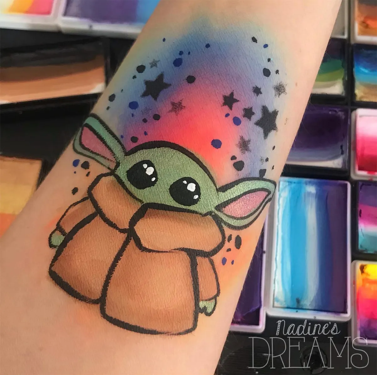 Baby Yoda face paint