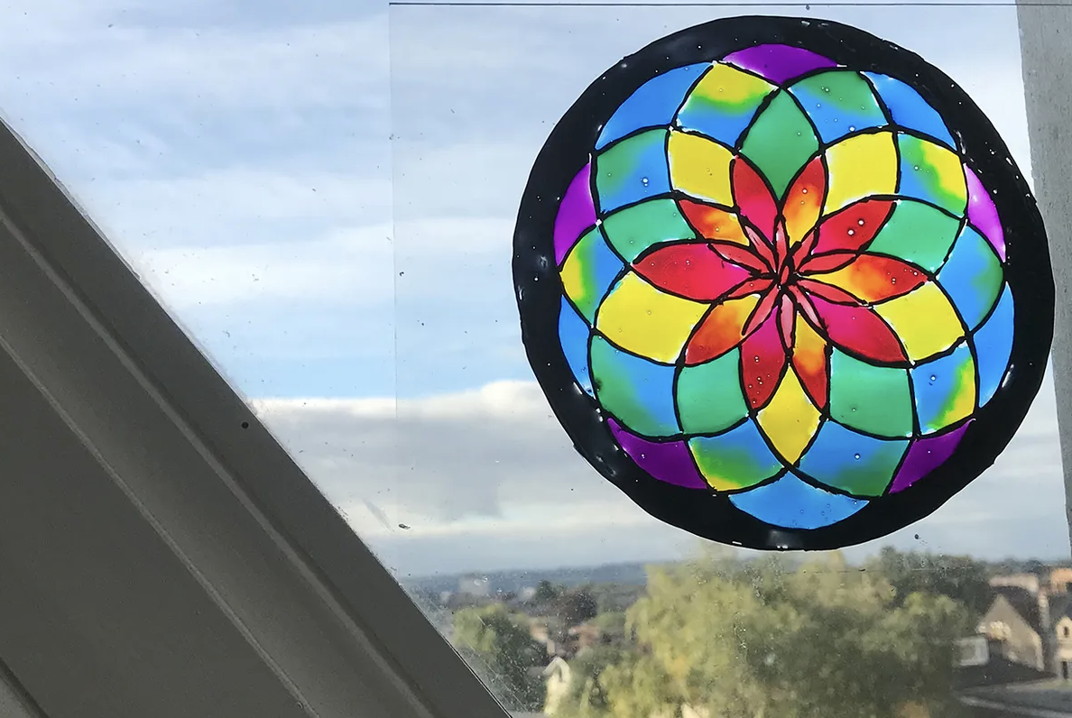 Faux stained glass pattern in bright colours