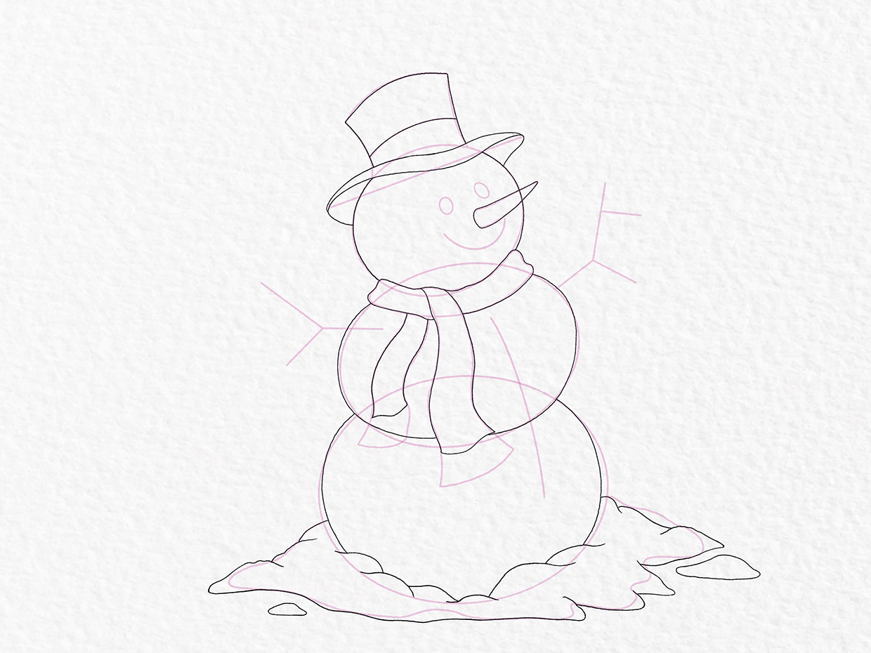 Snowman drawing – step 10