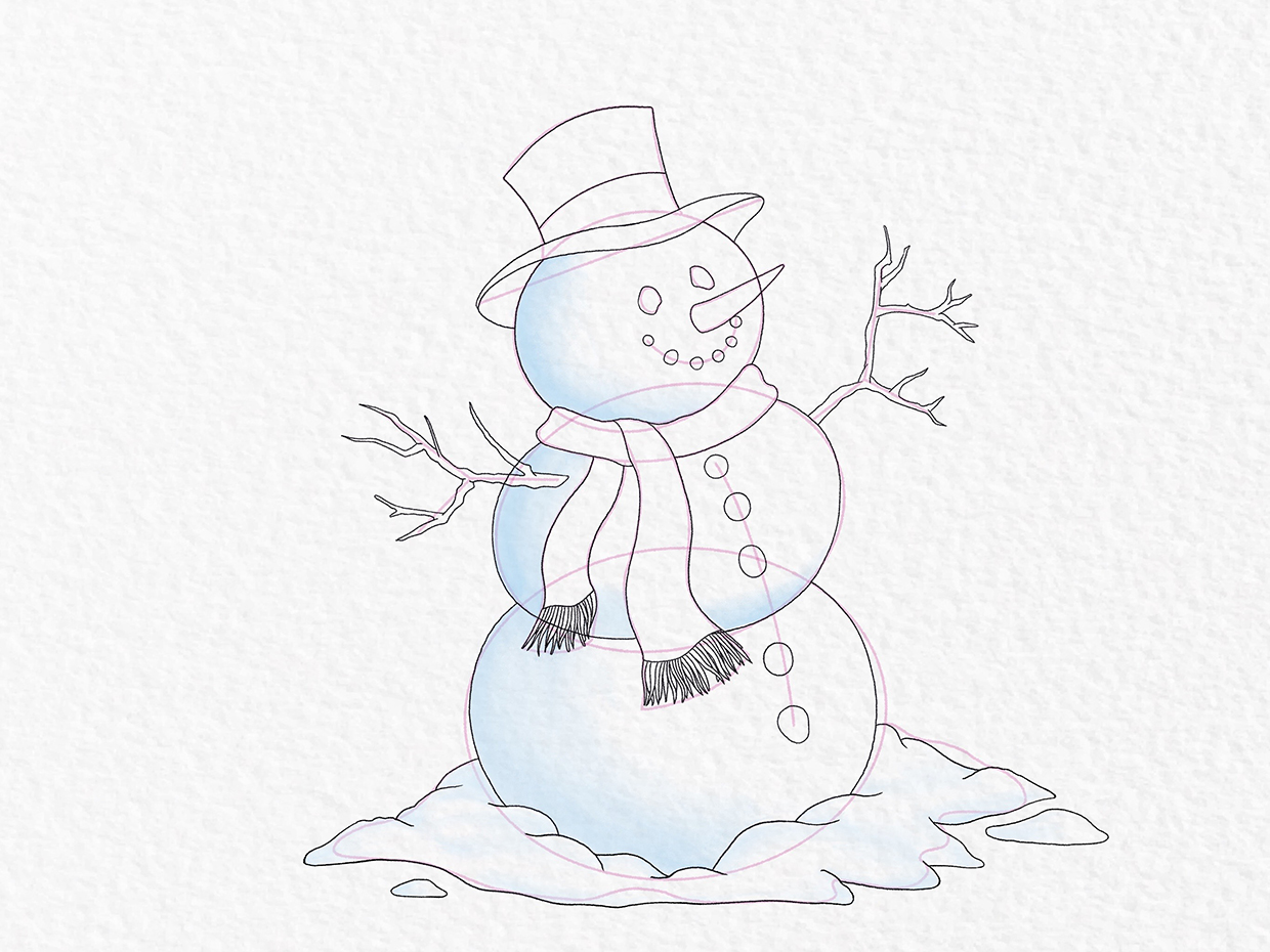 Snow globe snowman christmas skeleton design by hand drawing. 35667510  Vector Art at Vecteezy