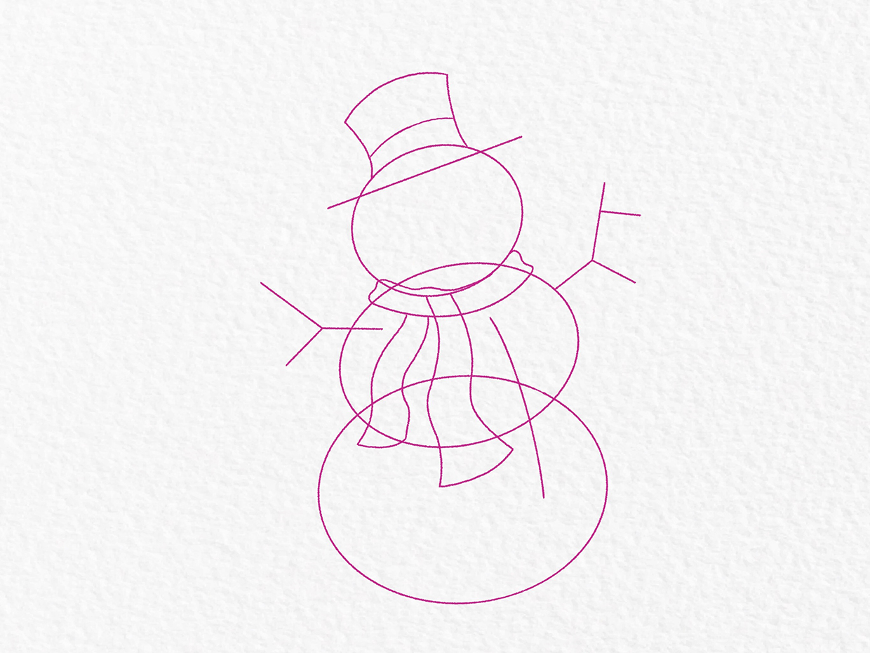 Snowman drawing – step 4