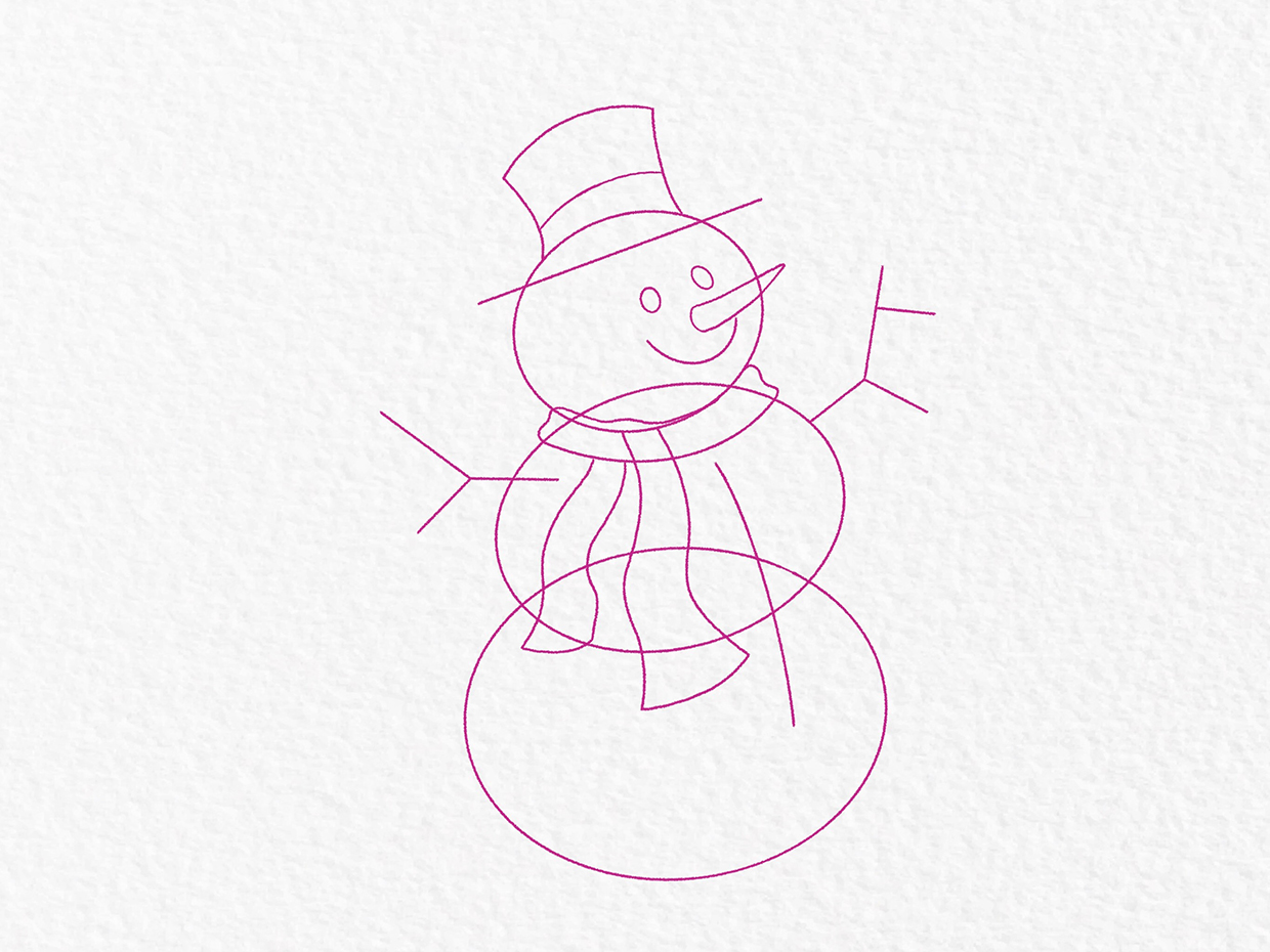 Snowman drawing step 5 5e7d1ad