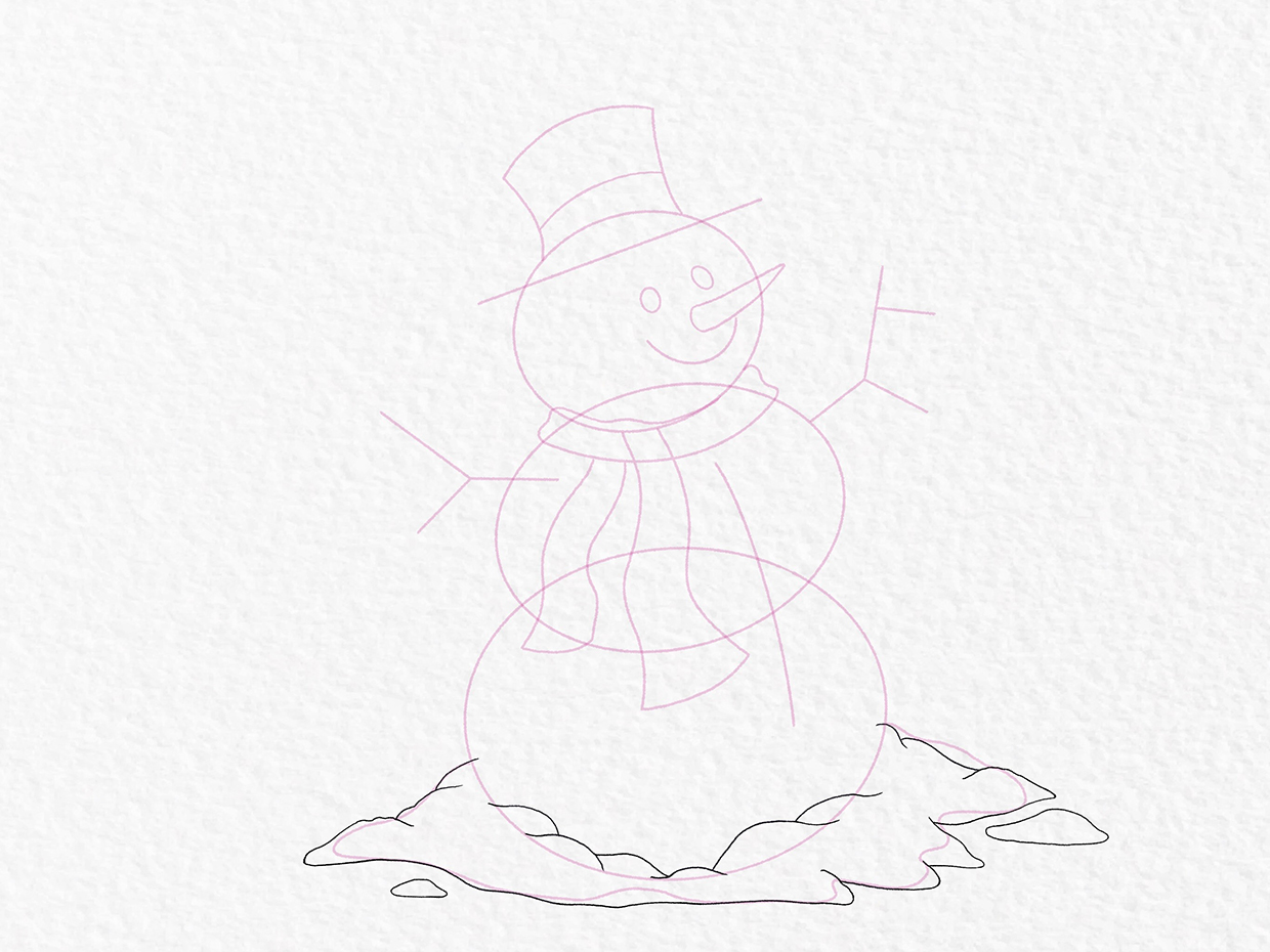 Snowman drawing – step 7