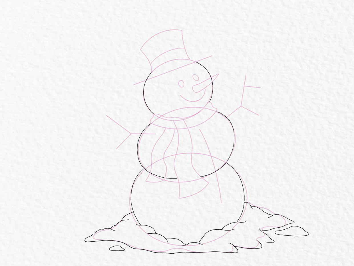 Snowman drawing – step 8