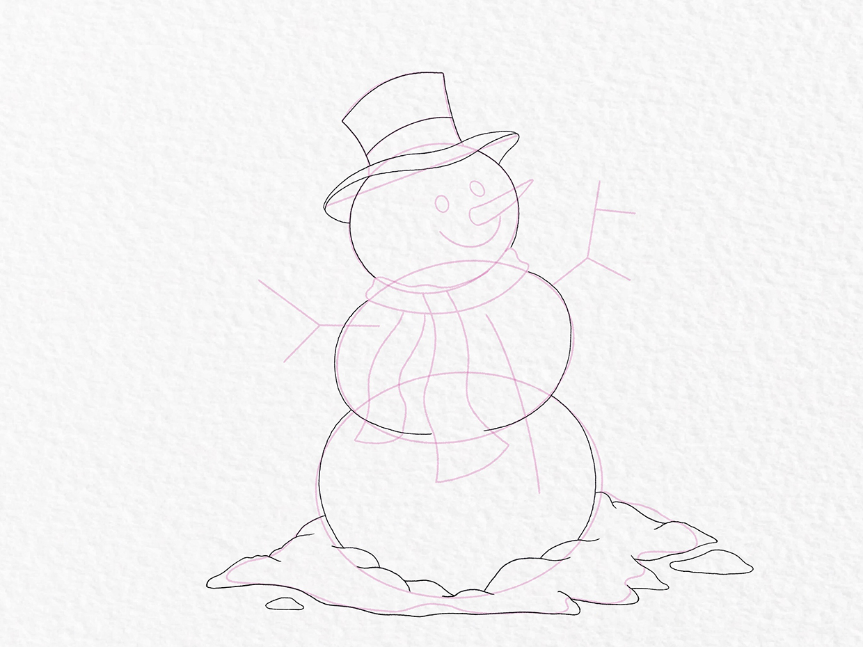 Snowman drawing – step 9