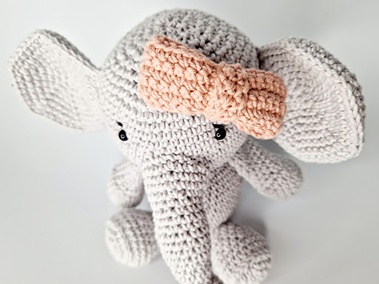 free finished amigurumi elephant pattern close up