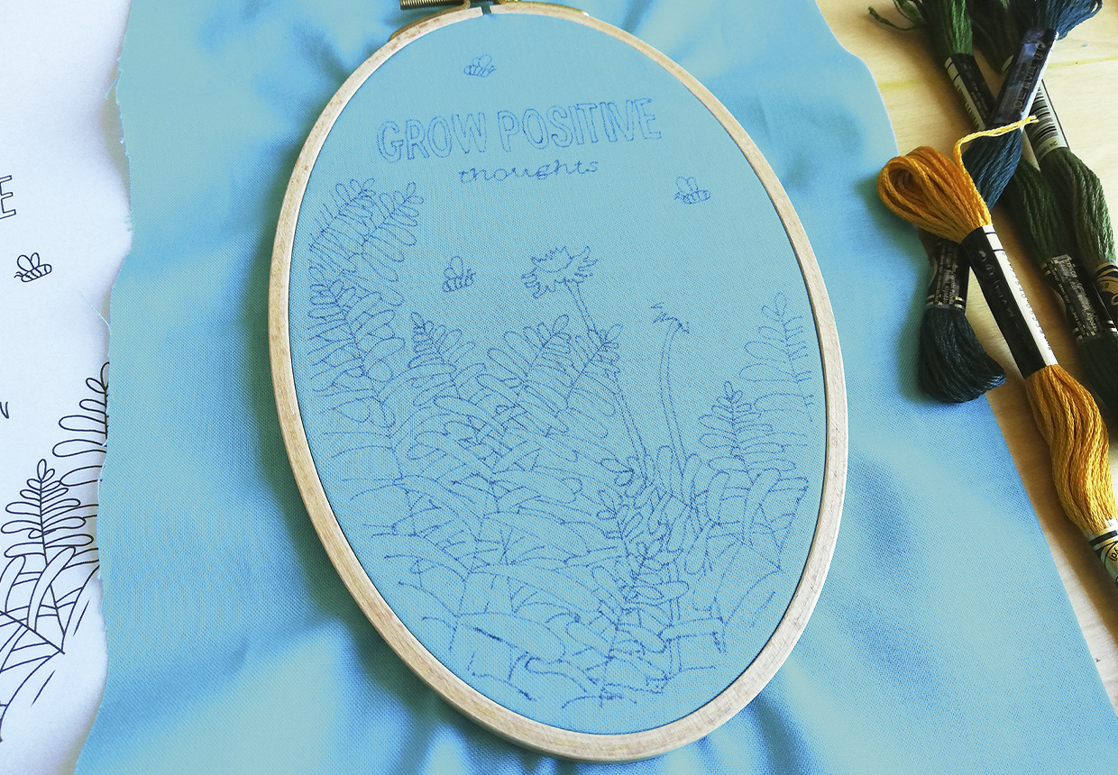 botanical embroidery step 1