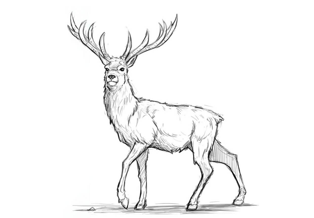 Drawing tutorial. How to draw a Deer Head Stock Vector | Adobe Stock