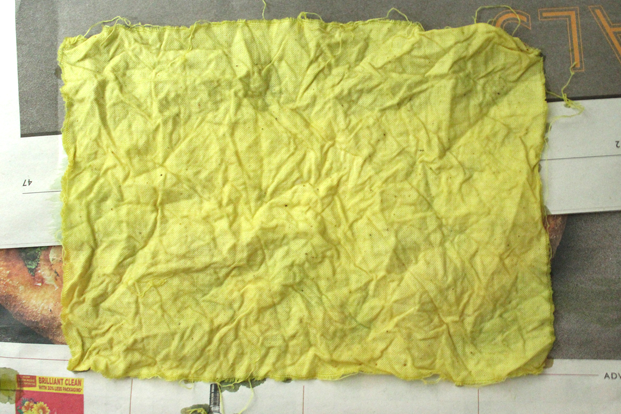 preparing cyanotype fabric – drying