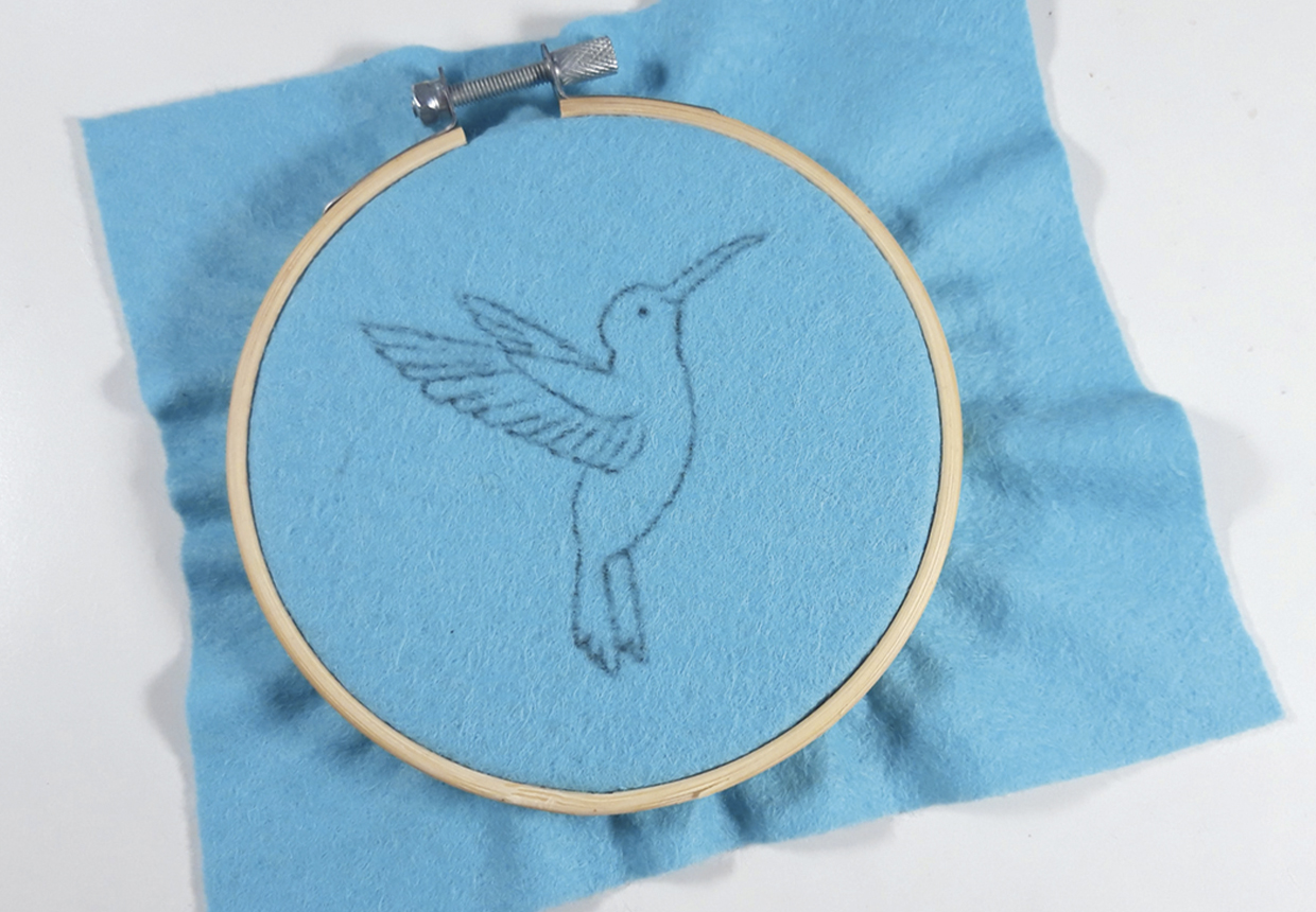 hummingbird embroidery step 1