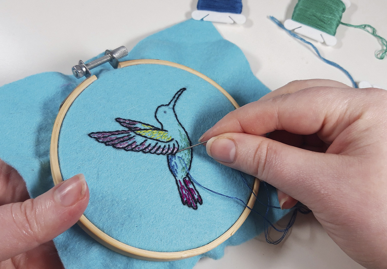 hummingbird embroidery step 2