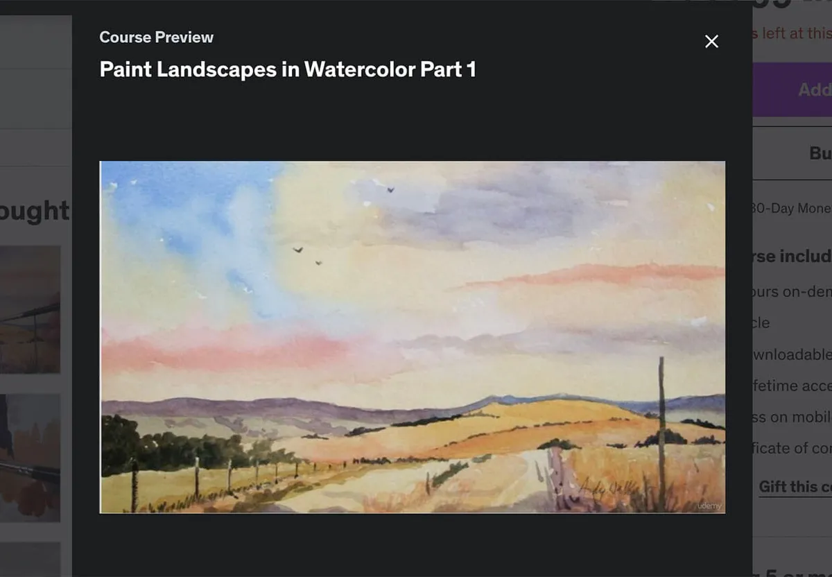 Paint landscapes in watercolor course