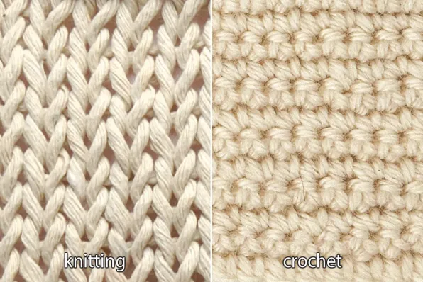 Knitting versus crochet stitches