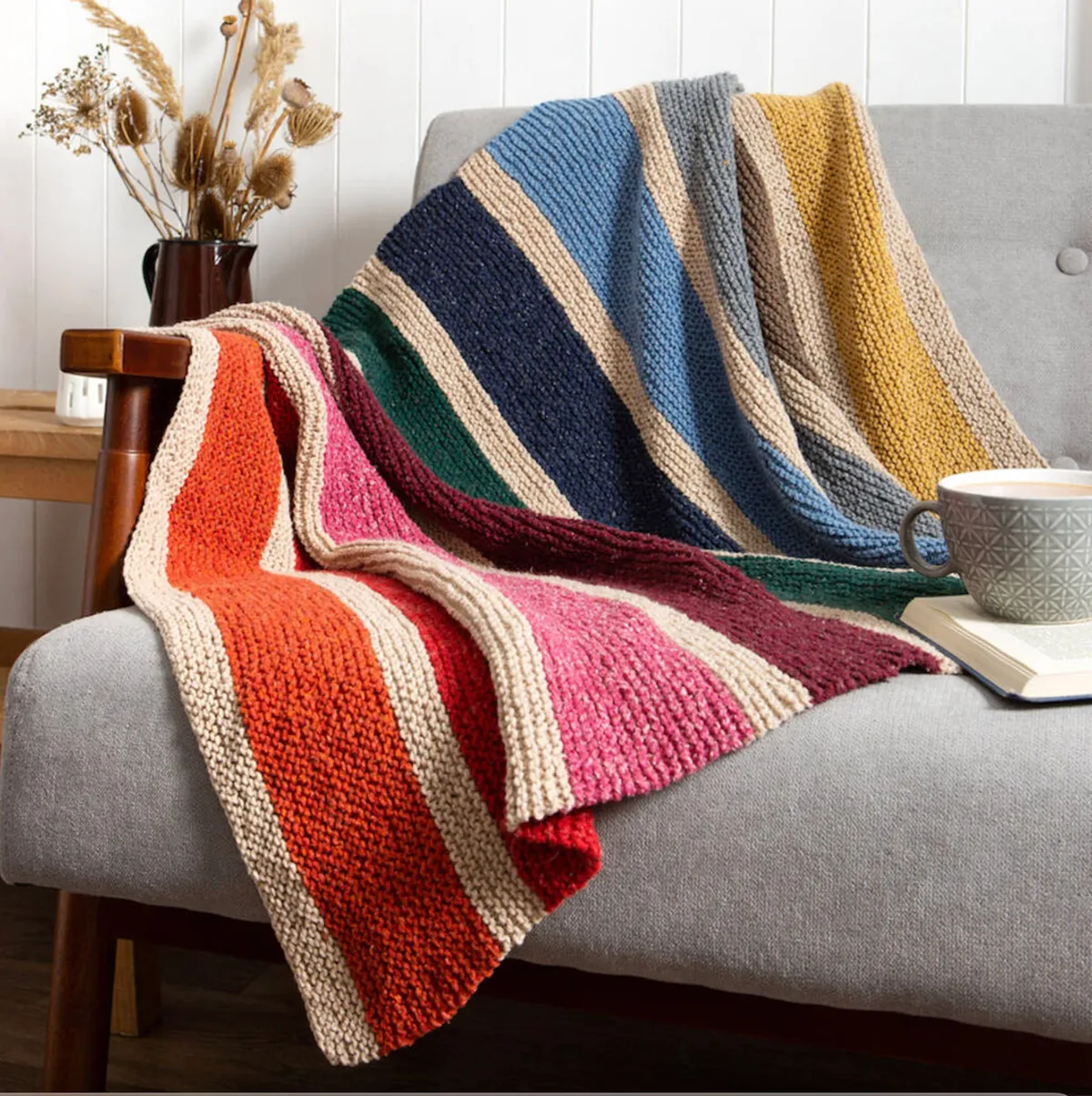 Rainbow blanket knitting kit