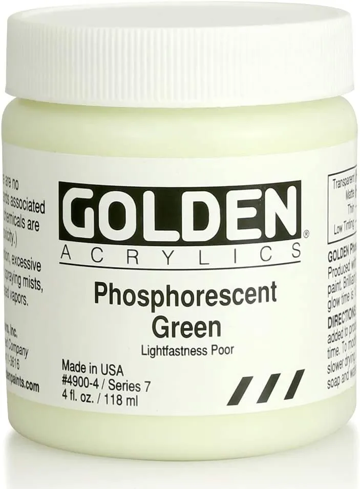Tub of phosphorescent acrylic paint
