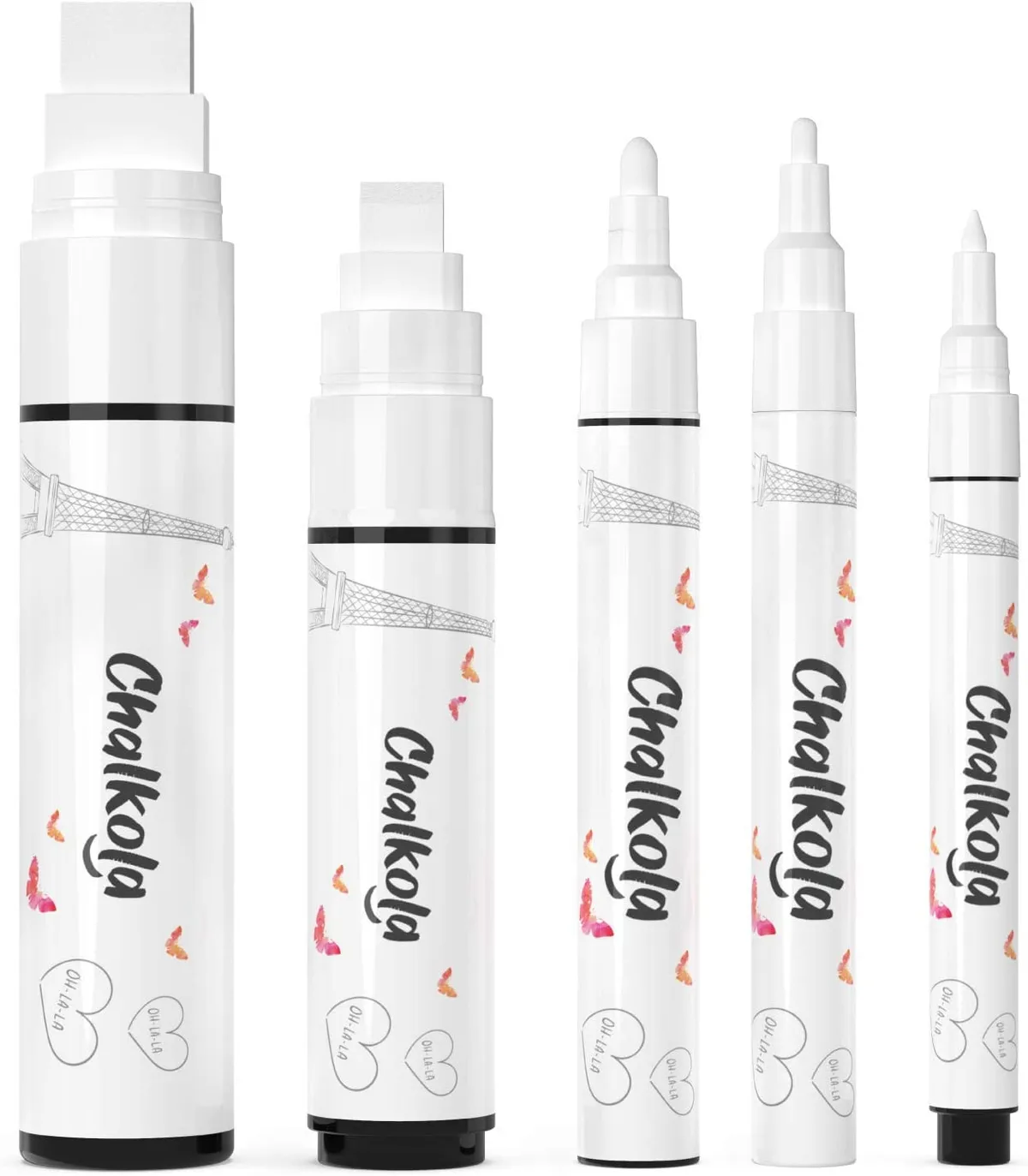 White chalk markers in different sizes