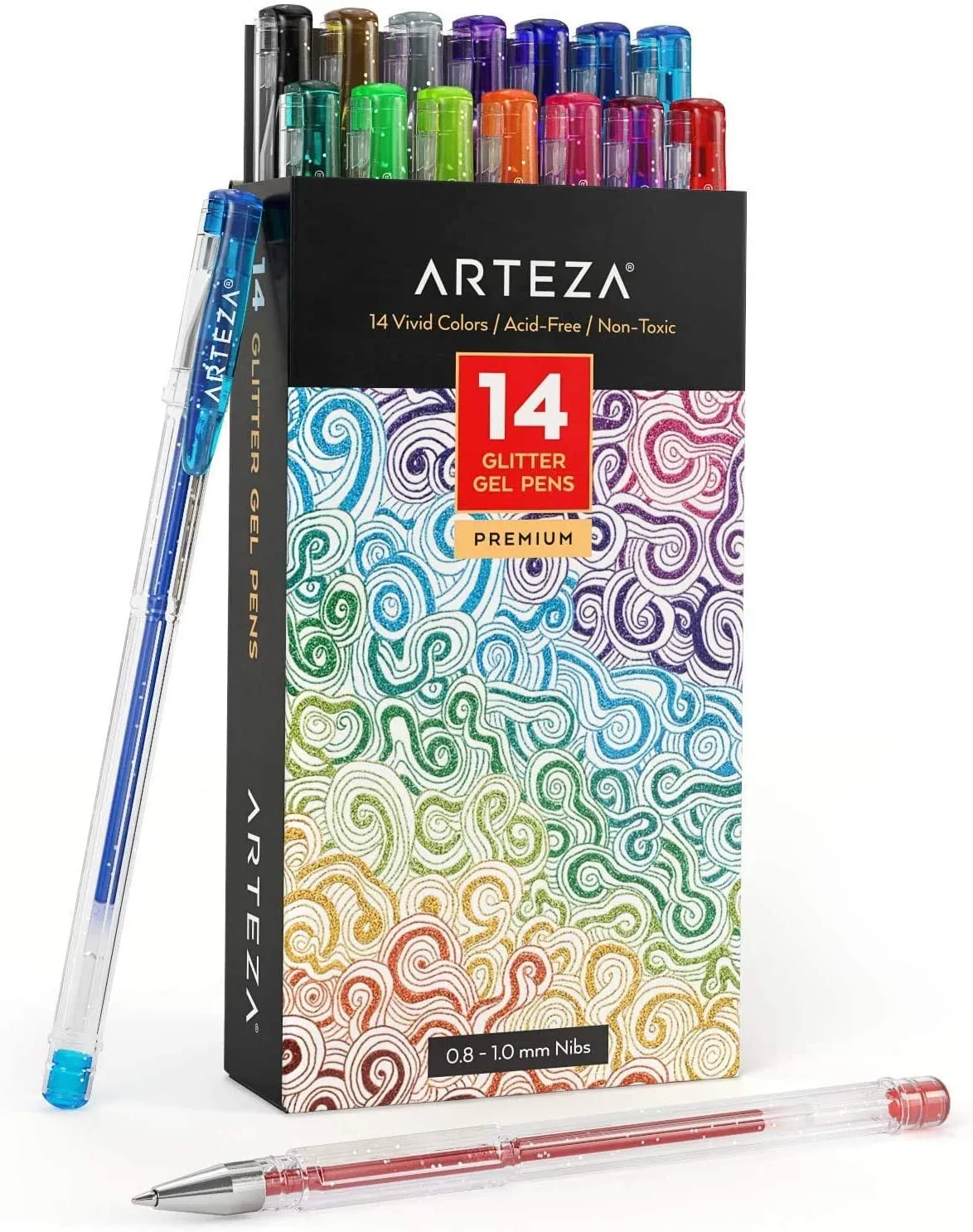 Arteza Gel Pen Set, White, 0.6mm, 0.8mm, and 1.00 mm Nibs - Doodle, Draw, Journal -3 Pack