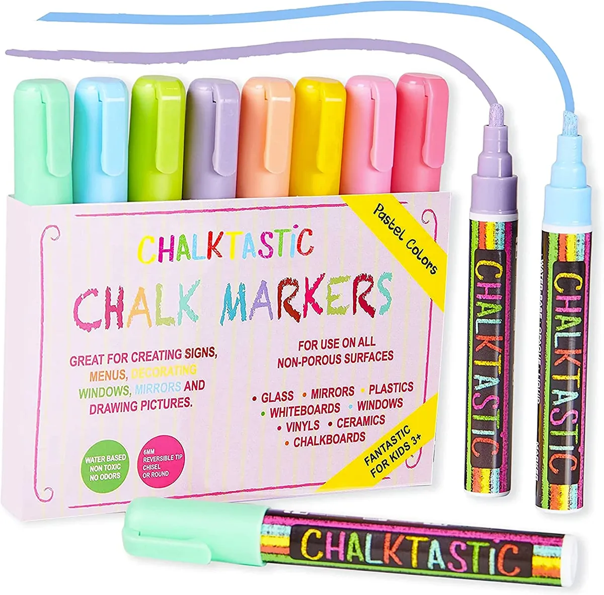 Kassa 8-Pack Metallic Multicolor Chalk Markers | With Reversible Bullet &  Chisel Tips | Works on Chalkboards, Windows, Glass or Mirrors | Erasable 