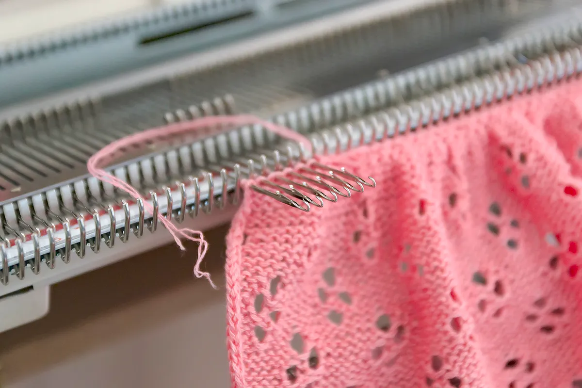 Knitting machine closeup