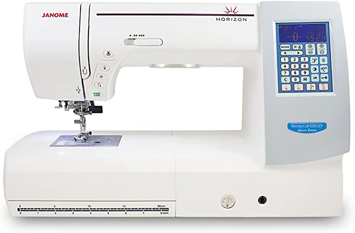 The Janome Horizon 8200 QCP free motion quilting machine