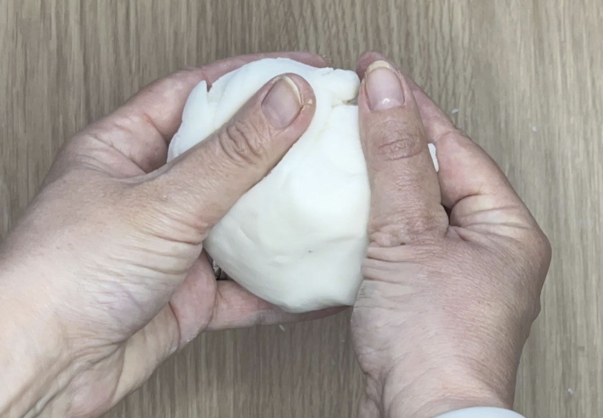 kneading air dry clay mixture
