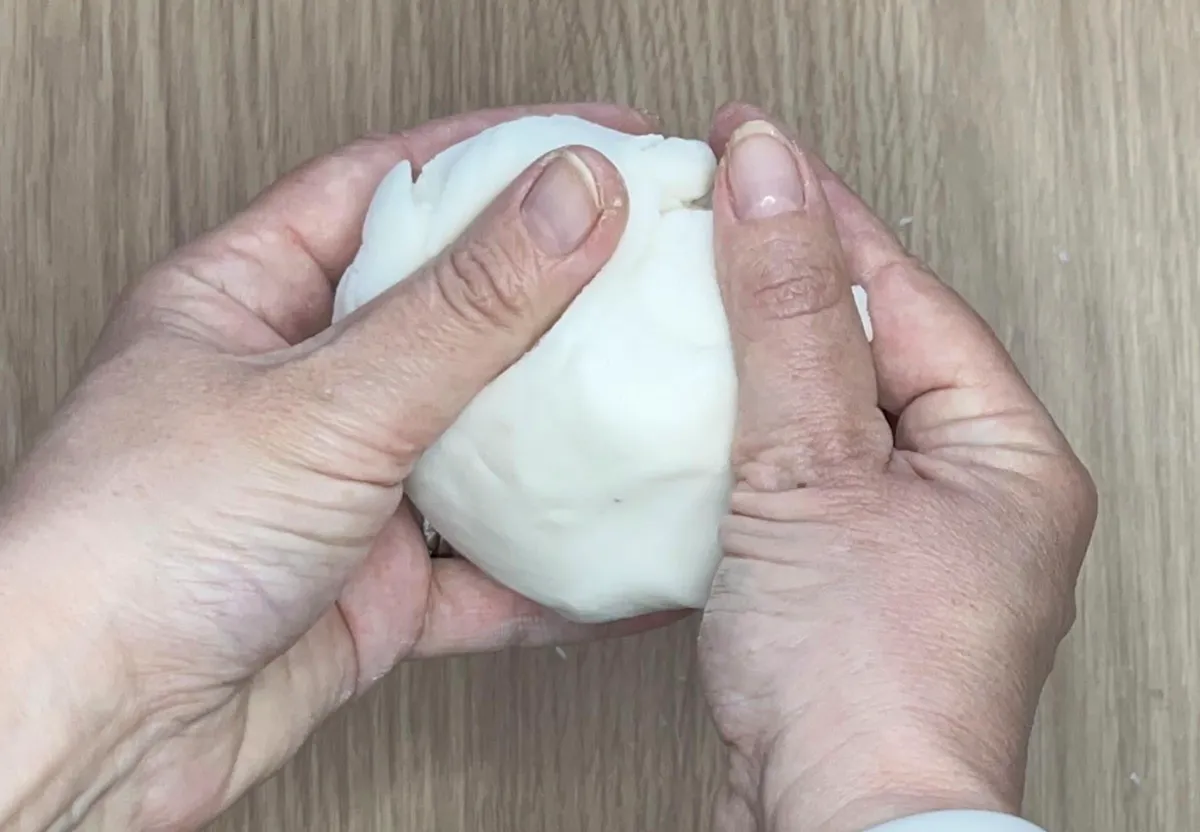 kneading air dry clay mixture