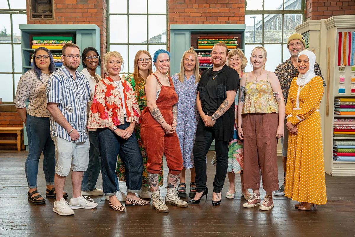 The Great British Sewing Bee S9,PORTRAIT,Sewers Maria, Tony W, Lauren, Lizzie, Vicki, Catherine, Fauve, Matthew, Gillie, Mia, Tony R, Asmaa ,Love Productions,James Stack