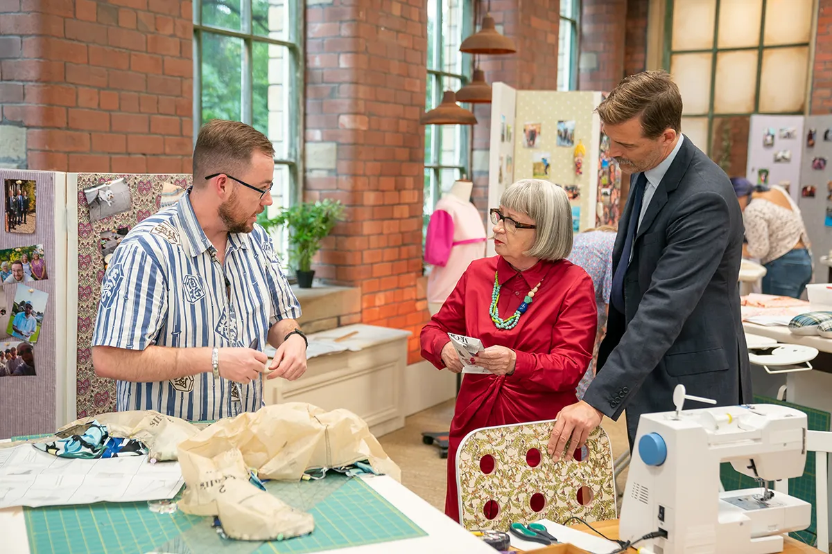The Great British Sewing Bee S9,1,Tony, Esme Young, Patrick Grant ,Tony with Judges Esme Young & Patrick Grant ,Love Productions,James Stack