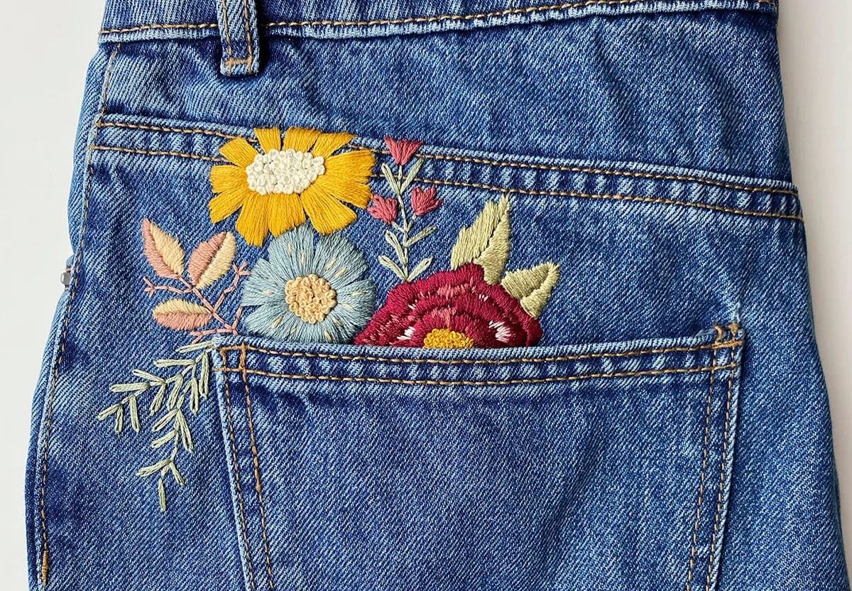 embroidered jeans - finished