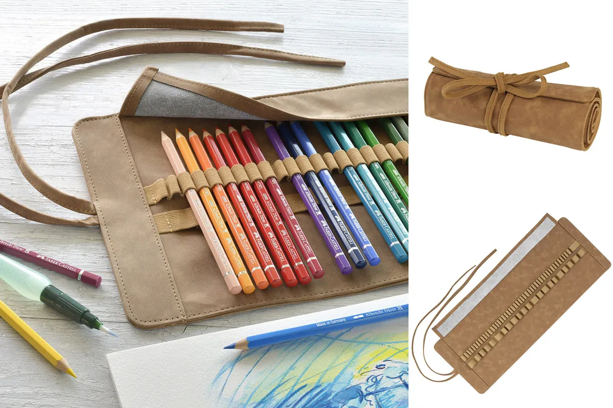 DIY Pencil Case - Genuine Leather Roll Up Pen Pencil Case, Back to