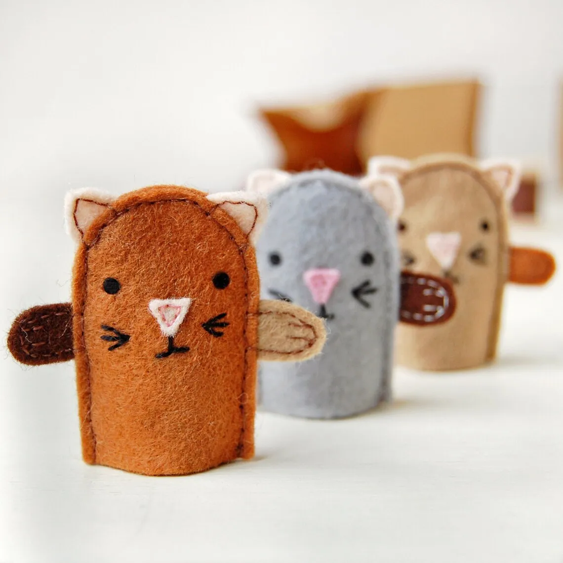 3 sewn finger puppets