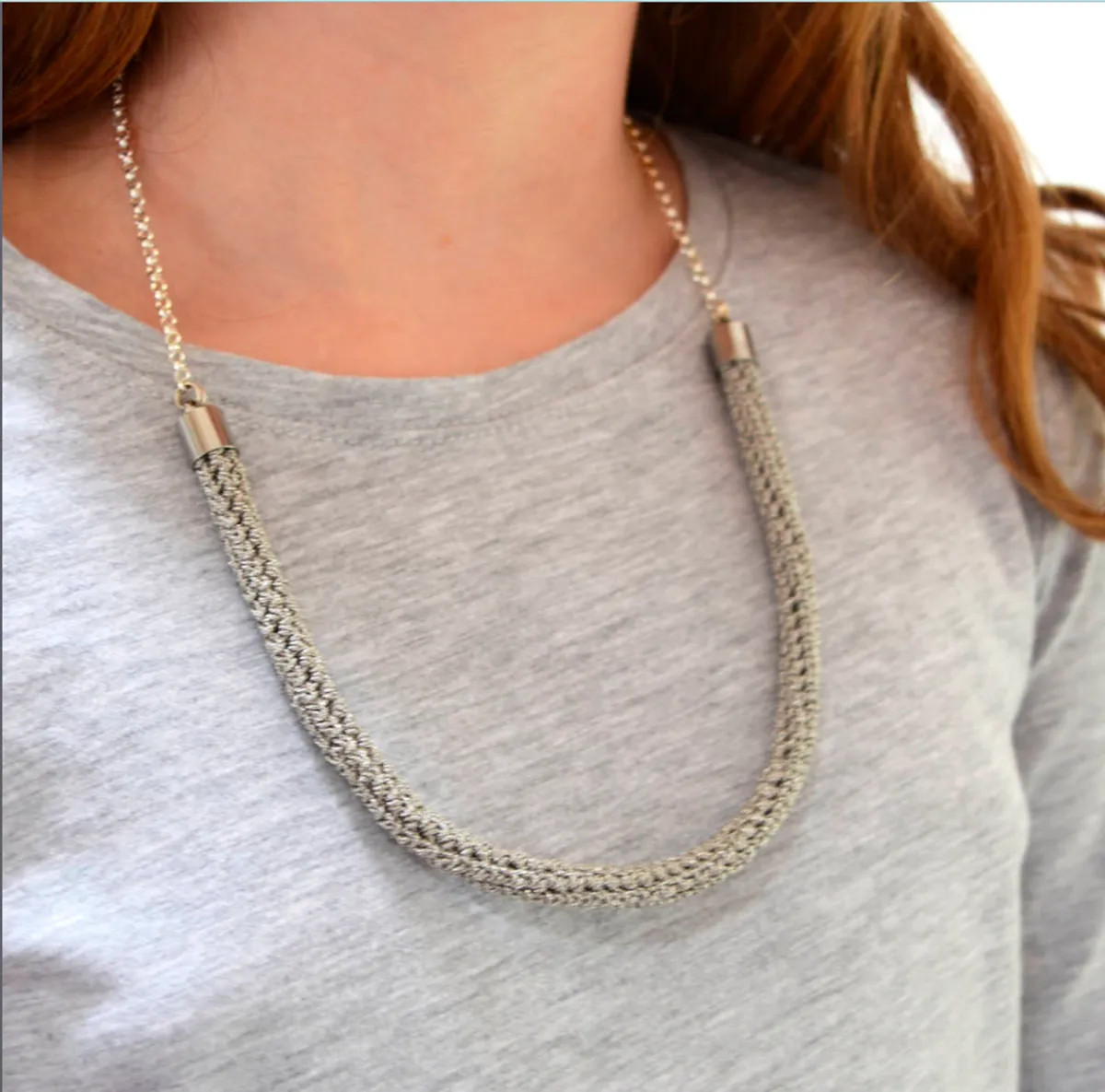 Silver crochet necklace kit
