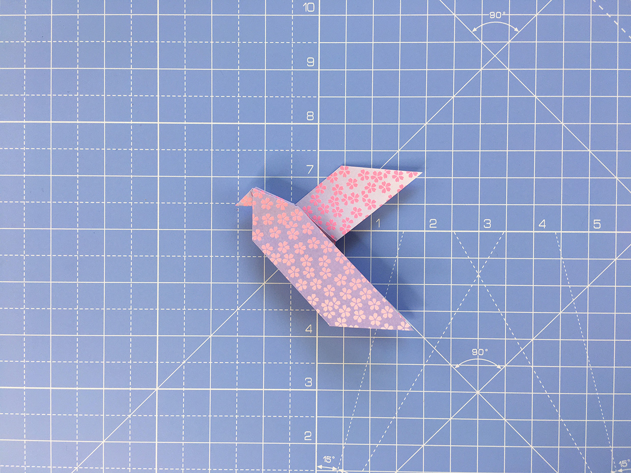 How to make an origami dove - step 13a