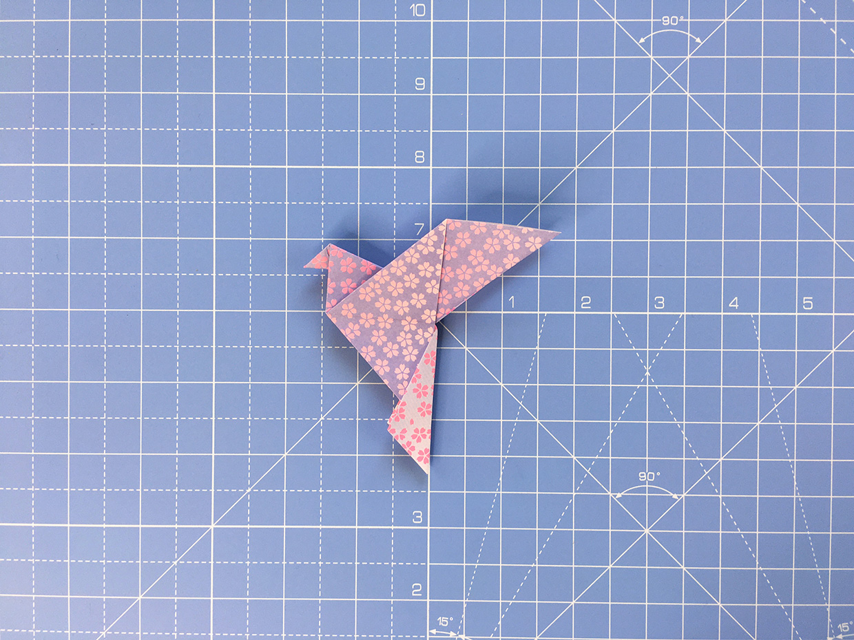 How to make an origami dove - step 15a