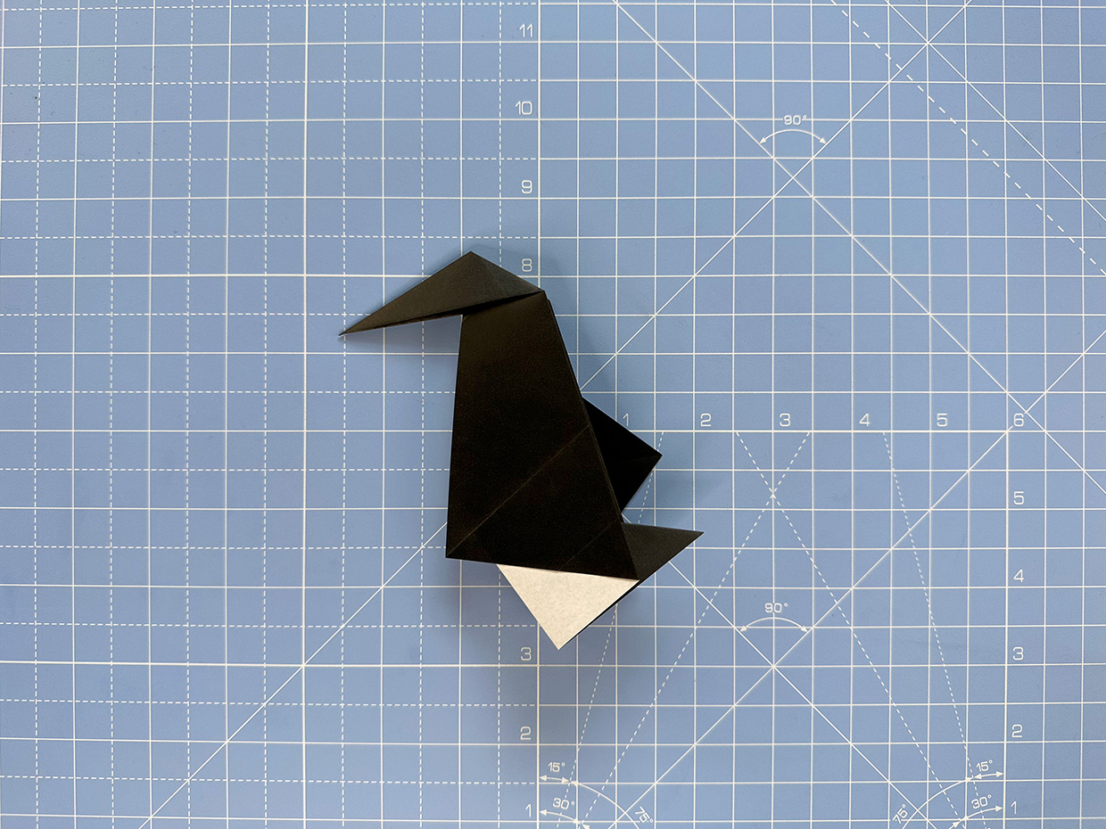 How to make an origami penguin - step 12a