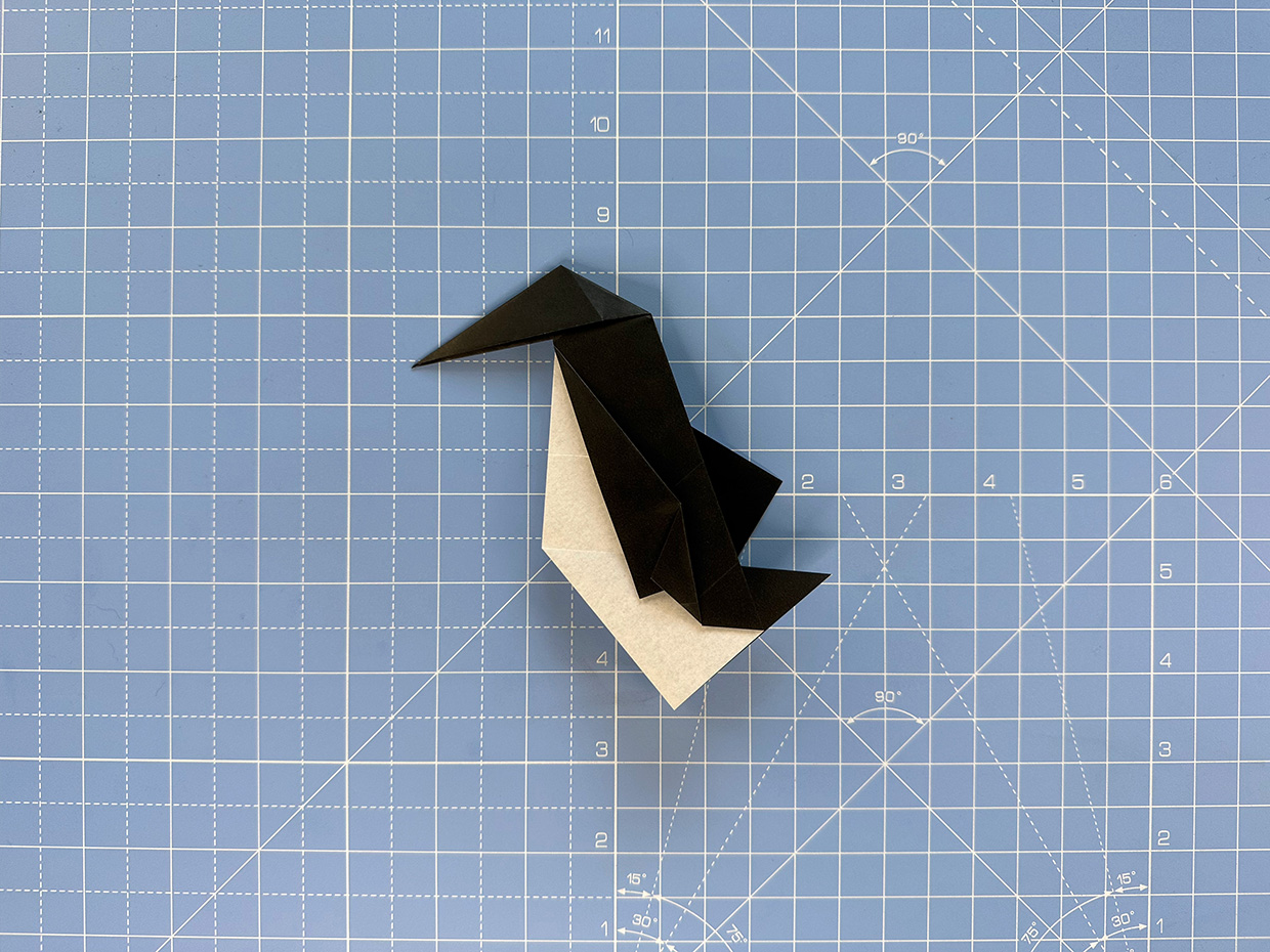 How to make an origami penguin - step 14a
