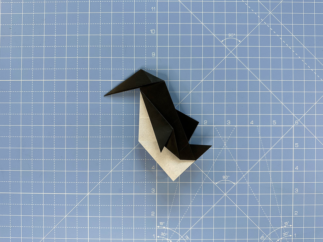 How to make an origami penguin - step 15b
