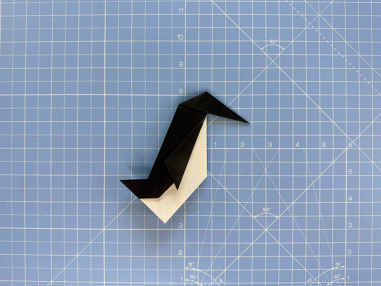 How to make an origami penguin - step 16