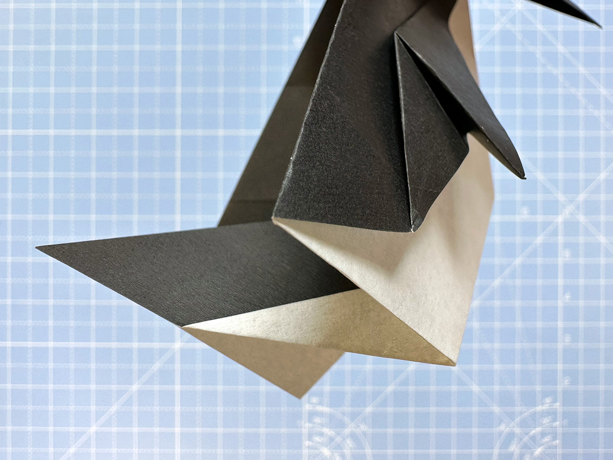 How to make an origami penguin - step 18a